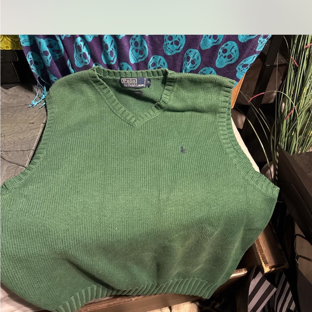 Ralph Lauren Men's V-Neck Green Sweater Vest